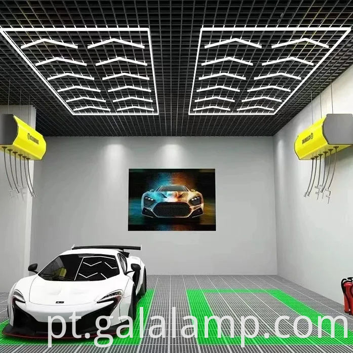 Sistema de grade de iluminação de garagem LED hexagonal para iluminação superior